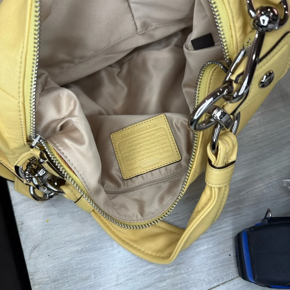 Coach Kristin Hobo Light Yellow Leather Shoulder/Crossbody Bag